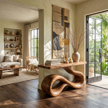 Infinity Loop Sculptural Console Table with Flowing Organic Base