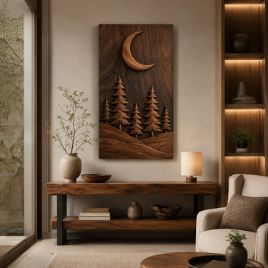 Moonlit Forest Relief Wall Art Panel
