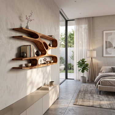 Arvena Organic Freeform Solid Wood Wall Bookshelves