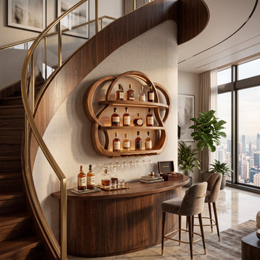 Interlocking Loop Wall Wine Holder with Stemware Storage