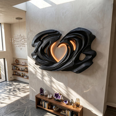 Heart Flow Wood Wall Sculpture for Entryway Decor