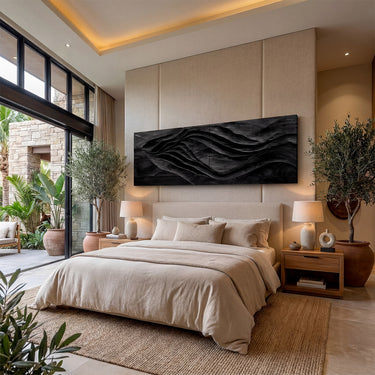 Sculpted Wood Wall Art With Flowing Wave Relief Design