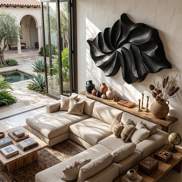 Carved Leaf Wood Wall Sculpture for Bedroom Decor