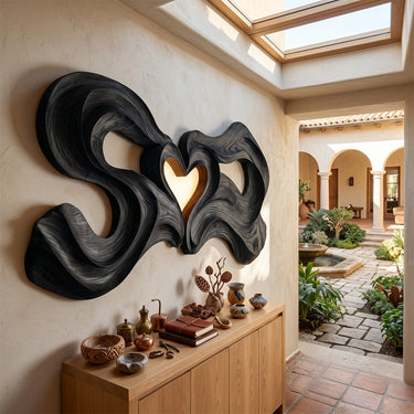 Heart Flow Wood Wall Sculpture for Living Room Decor