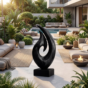 Twin Flame Wood Sculpture With Open Center Design