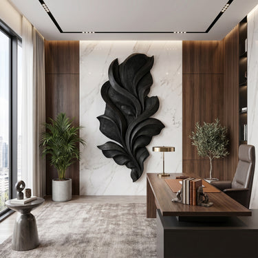Vertical Wood Wall Decor With Layered Botanical Relief Design