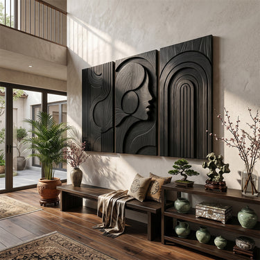 Abstract Female Portrait Geometric Wall Art Set