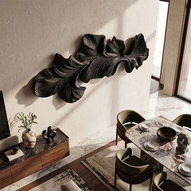 Large Floral Wood Wall Decor With Flowing Petal Relief
