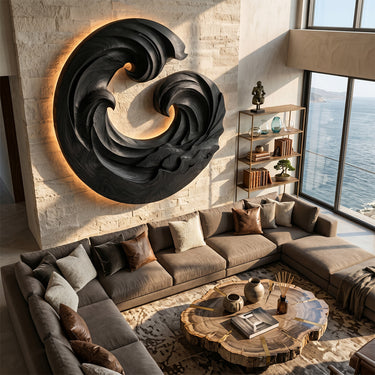 Large Ocean Wave Wood Wall Sculpture for Coastal Decor
