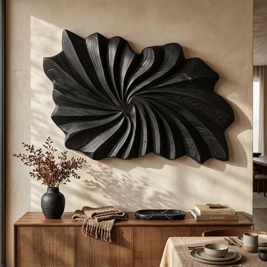 Abstract Spiral Wood Wall Art With Flowing Relief Design