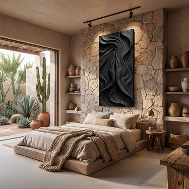Vertical Wood Wall Decor With Praying Hands Relief Design