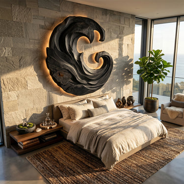 Large Ocean Wave Wood Wall Sculpture for Coastal Decor