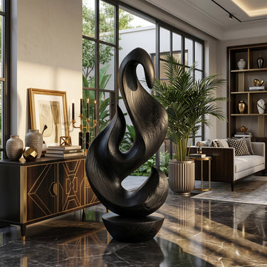 Infinity Wave Wood Sculpture With Open Abstract Form