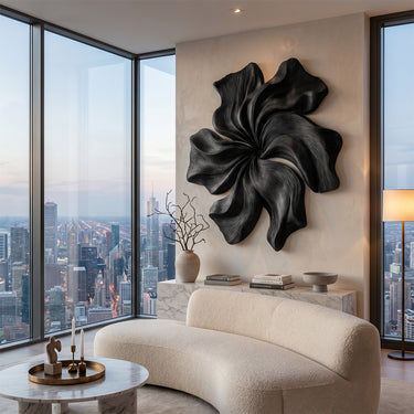 Large Floral Wood Wall Decor With Sculptural Bloom Relief
