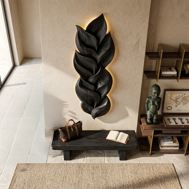 Wood Leaf Wall Art With Layered Botanical Form