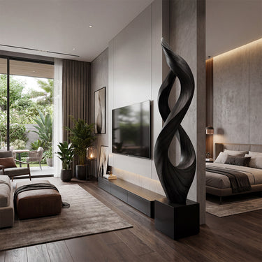 Infinity Twist Wood Sculpture With Flowing Open Form