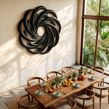 Circular Spiral Wood Wall Sculpture for Modern Decor