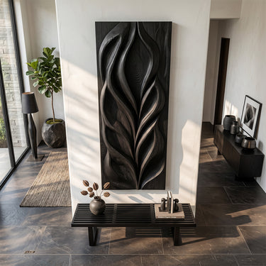 Vertical Botanical Wave Relief Wall Art
