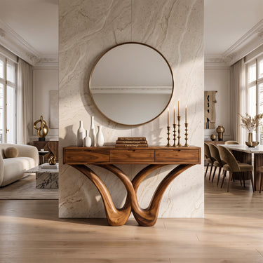 Sculptural Loop Console Table with Three Storage Drawers
