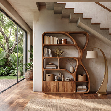 Sculptural Arched Bookshelves with Flowing Open Compartments