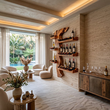 Sculptural Cascade Wall Wine Holder with Floating Bottle Shelves