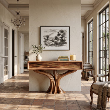 Tree Root Console Table with Three Storage Drawers