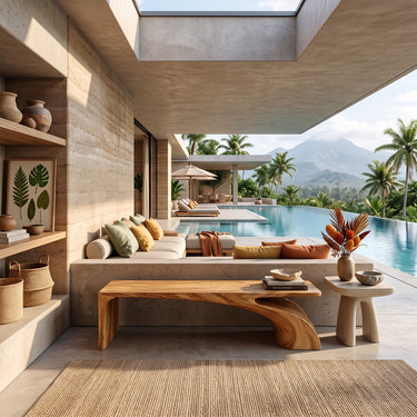 Sculptural S Curve Solid Wood Bench with Asymmetrical Flowing Base