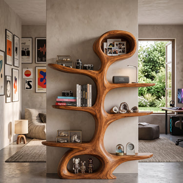 Sculptural Tree Bookshelves with Flowing Branch Shelves