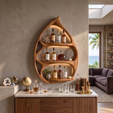 Teardrop Sculptural Wall Wine Holder with Curved Bottle Shelves