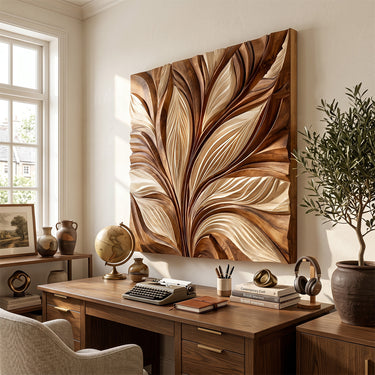 Botanical Leaf Relief Wall Art for Organic Modern Interiors