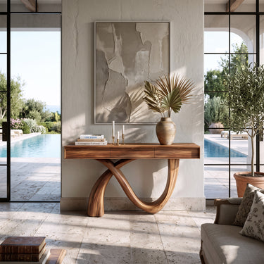 Ribbon Loop Console Table with Three Storage Drawers