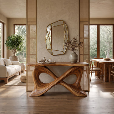 Infinity Arch Console Table with Sculptural Cross Base
