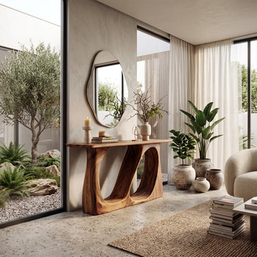 Sculptural Triple Arch Console Table with Organic Curved Base