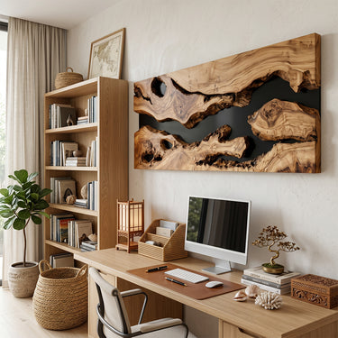 Live Edge Wood Wall Art Panel for Modern Rustic Decor