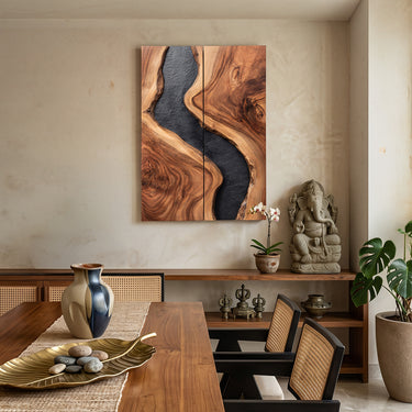 River Flow Diptych Wall Art for Entryway and Living Room