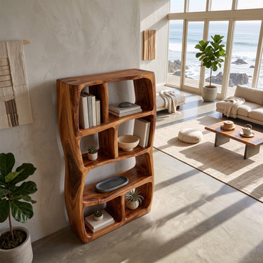 Organic Sculptural Bookshelves with Asymmetrical Open Shelves