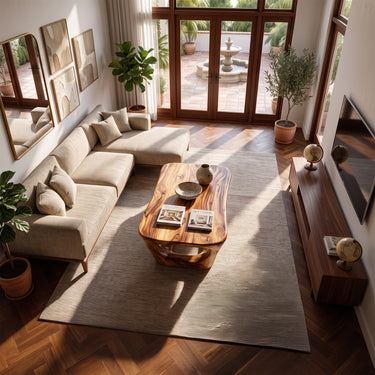 Sculptural Solid Wood Coffee Table with Open Frame Base