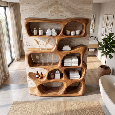 Flowing Branch Sculptural Bookshelves with Organic Open Storage