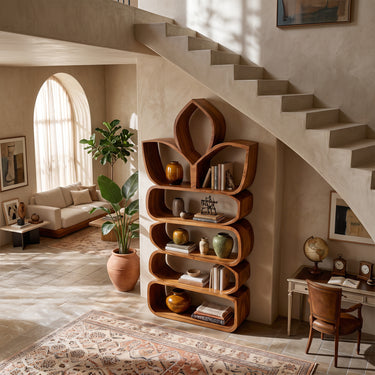 Botanical Petal Sculptural Bookshelves with Curved Open Display