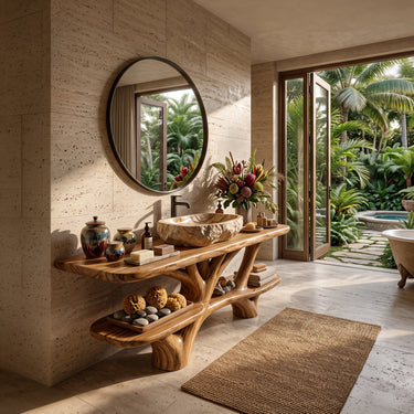 Sculptural Tree Canopy Bathroom Vanity With Branching Open Shelves