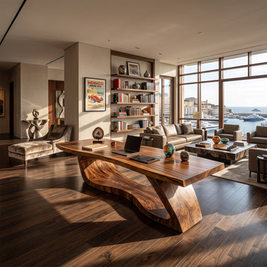 Sculptural Loop Executive Desk with Live Edge Top