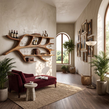 Elowen Organic Branchform Solid Wood Wall Bookshelves