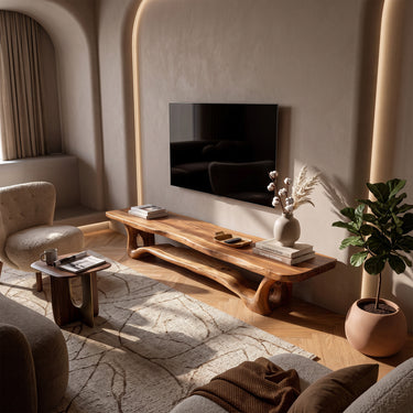 Sculptural Live Edge TV Cabinet with Organic Branch Base