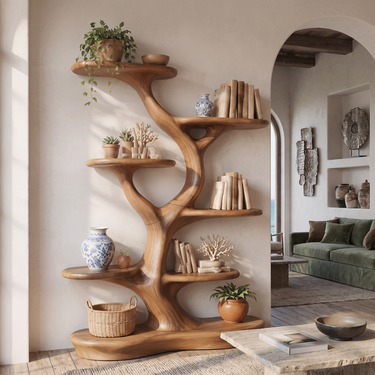 Arbor Sculptural Solid Wood Display Shelf