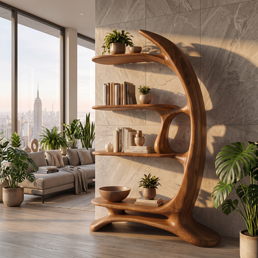 Arcspire Sculptural Display Shelf with Cantilevered Levels