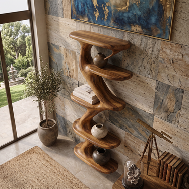 Solenne Flow Solid Wood Wall Shelf with Organic Curves