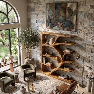 Sylvara Canopy Sculptural Solid Wood Display Bookshelf