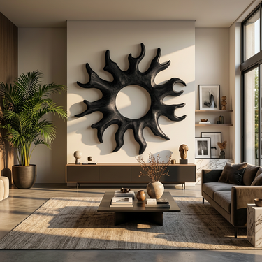 Natural Sunburst Wood Wall Art With Open Center Design