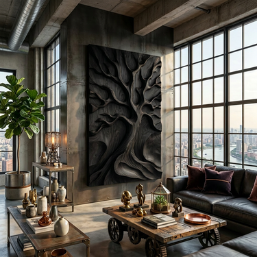 Tree of Life Wood Wall Art With Deep Carved Branch Design
