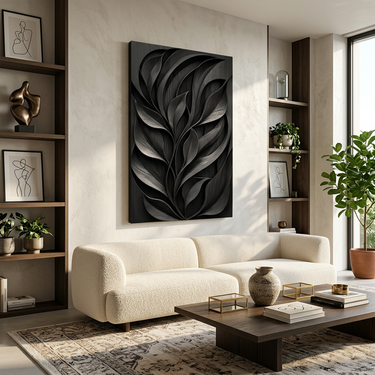 Botanical Wood Wall Art With Layered Leaf Relief Design